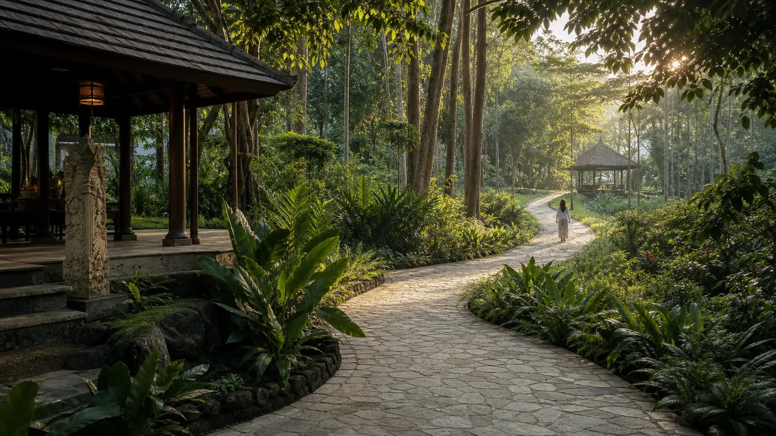A path through the retreat sanctuary suggesting a journey over time