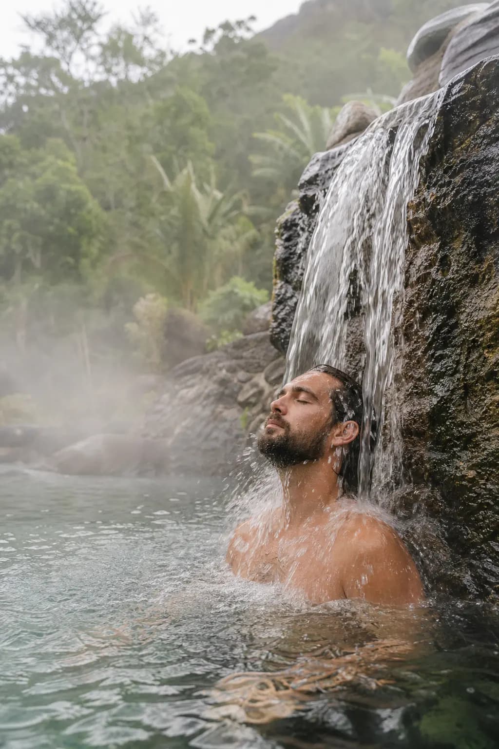 Natural hot springs in North Bali used for hydrotherapy during the detox Retreat