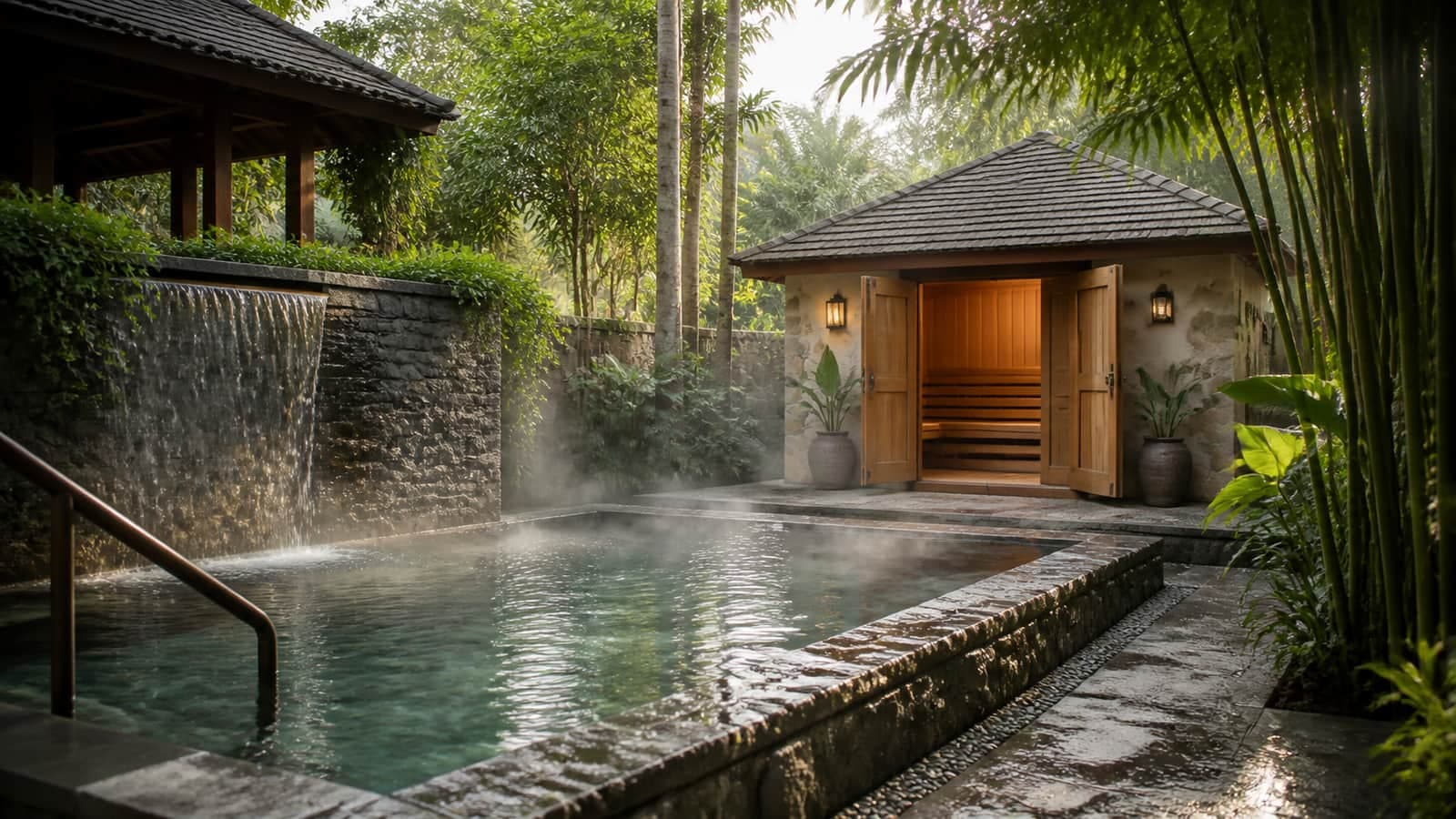 Hydrotherapy Circuit — YogaFX Bali Detox & Burnout Retreat Hydrotherapy circuit session as part of a biohacking spa treatment at a Bali detox retreat
