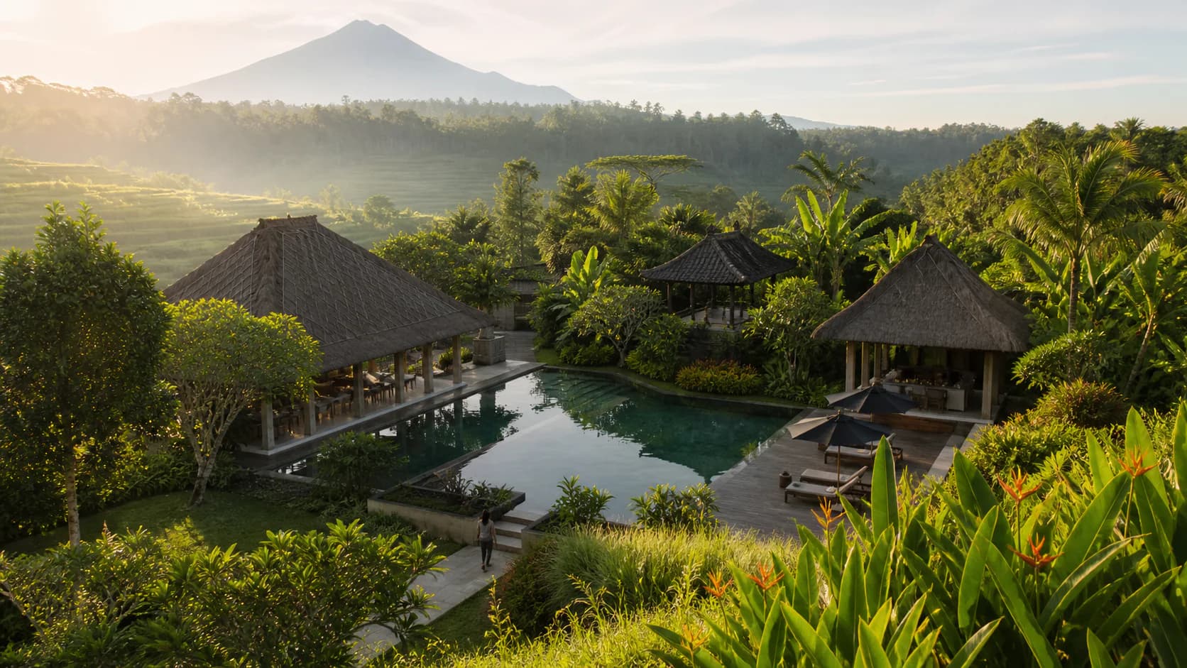North Bali Private Sanctuary - Retreat Grounds Aerial view of the North Bali private sanctuary grounds where the 6-day retreat takes place