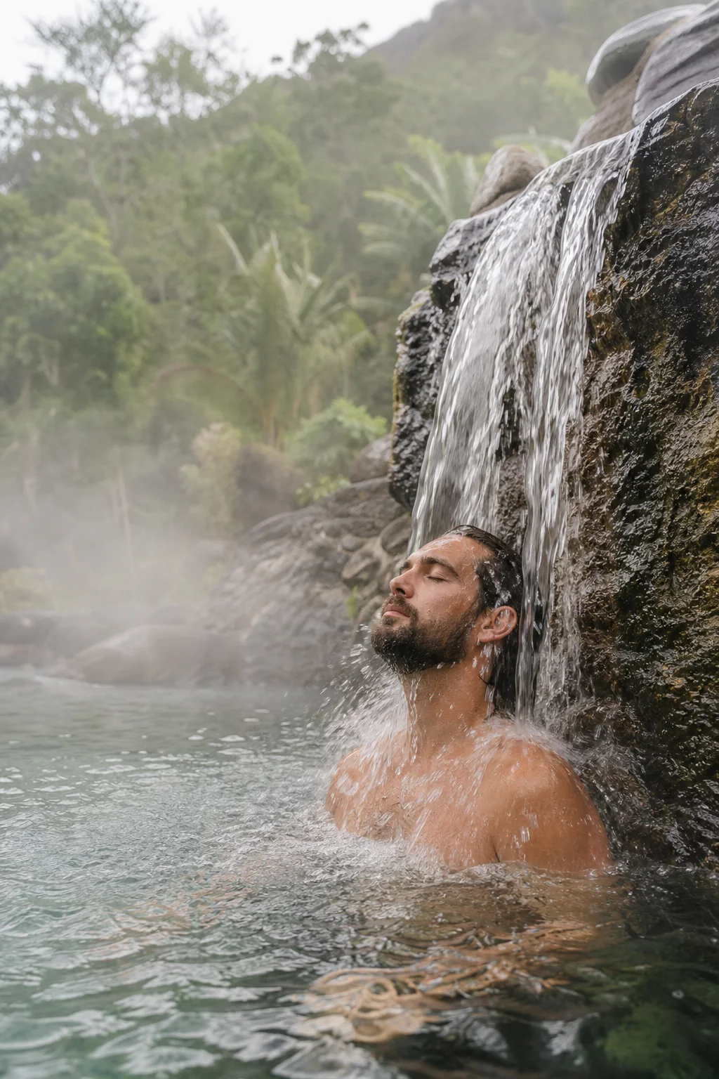Guest receiving warm-water hydrotherapy at a Bali detox retreat Guest receiving warm-water hydrotherapy at a Bali detox retreat