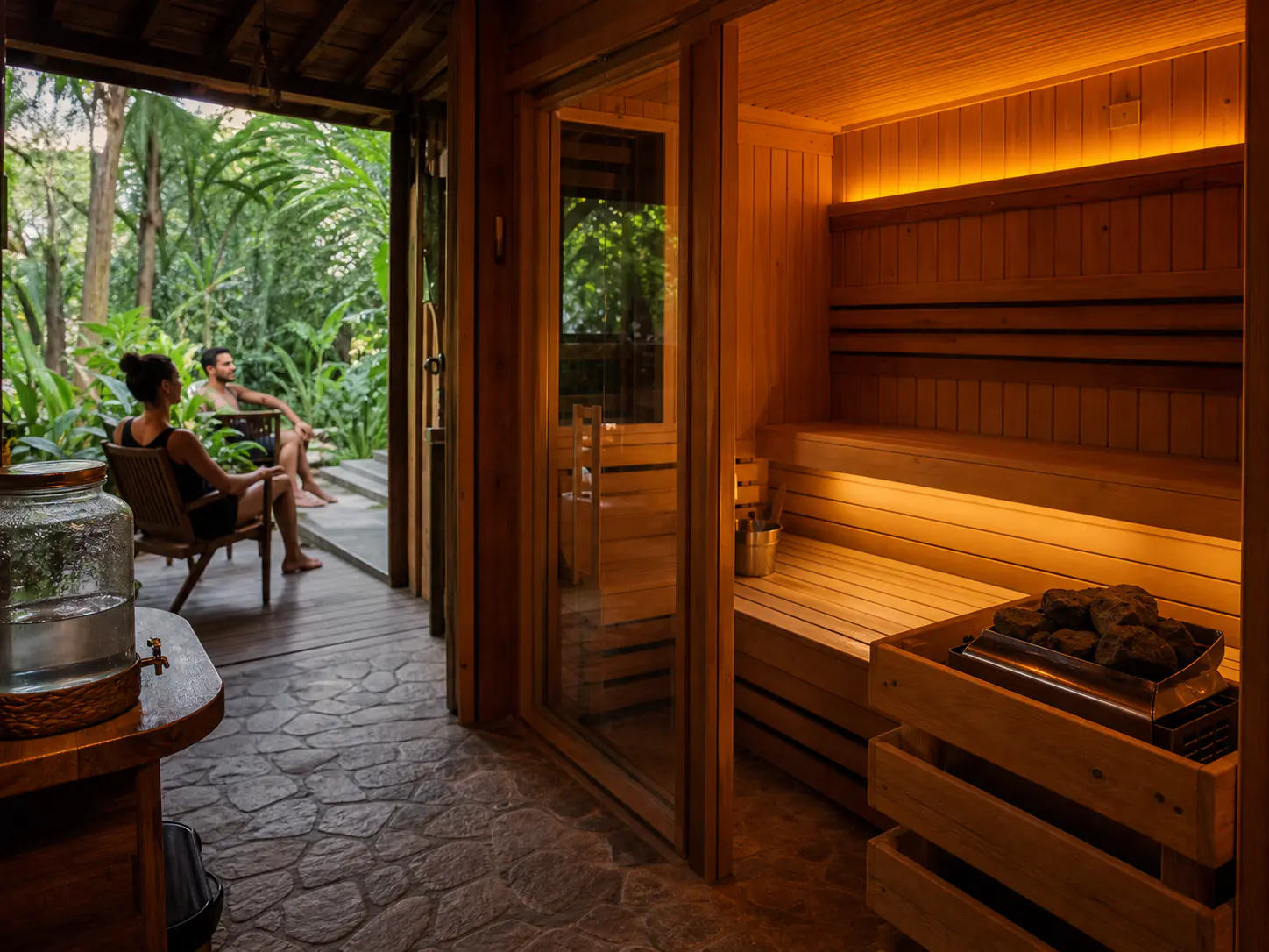 Heat therapy space used as part of the nervous system reset program