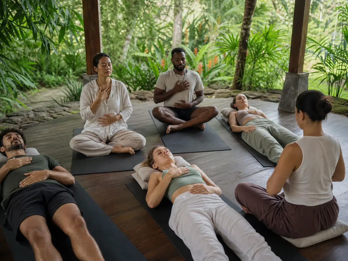 Nervous System-Focused Wellness Work A nervous system-focused wellness session at a Bali retreat