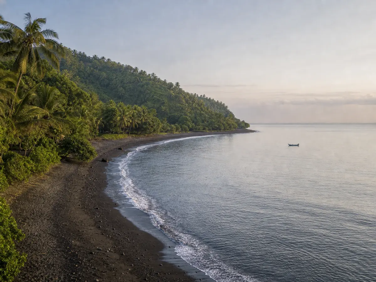 Quiet, undeveloped coastline in North Bali, away from the island's busier tourist areas