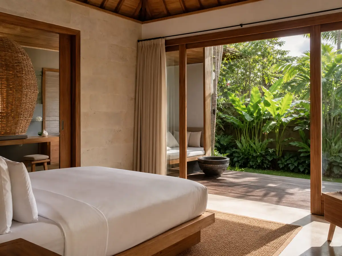 Single guest suite at a private yoga retreat sanctuary in Bali