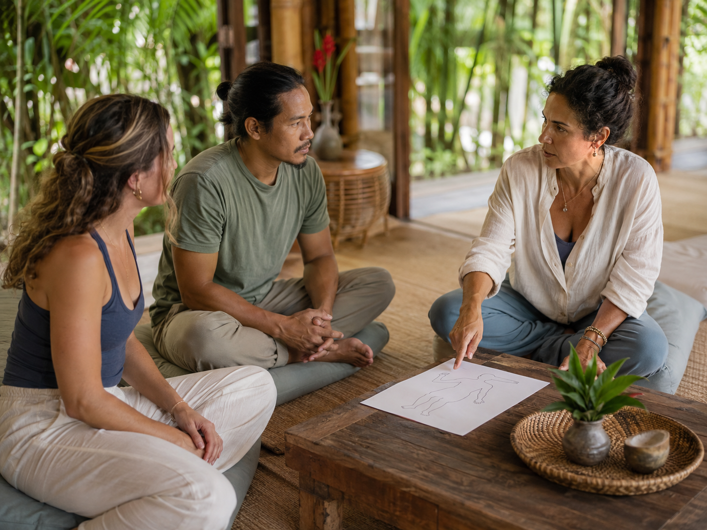 Nervous System Mapping at a Somatic Therapy Retreat Facilitator introducing nervous system mapping at a somatic therapy retreat